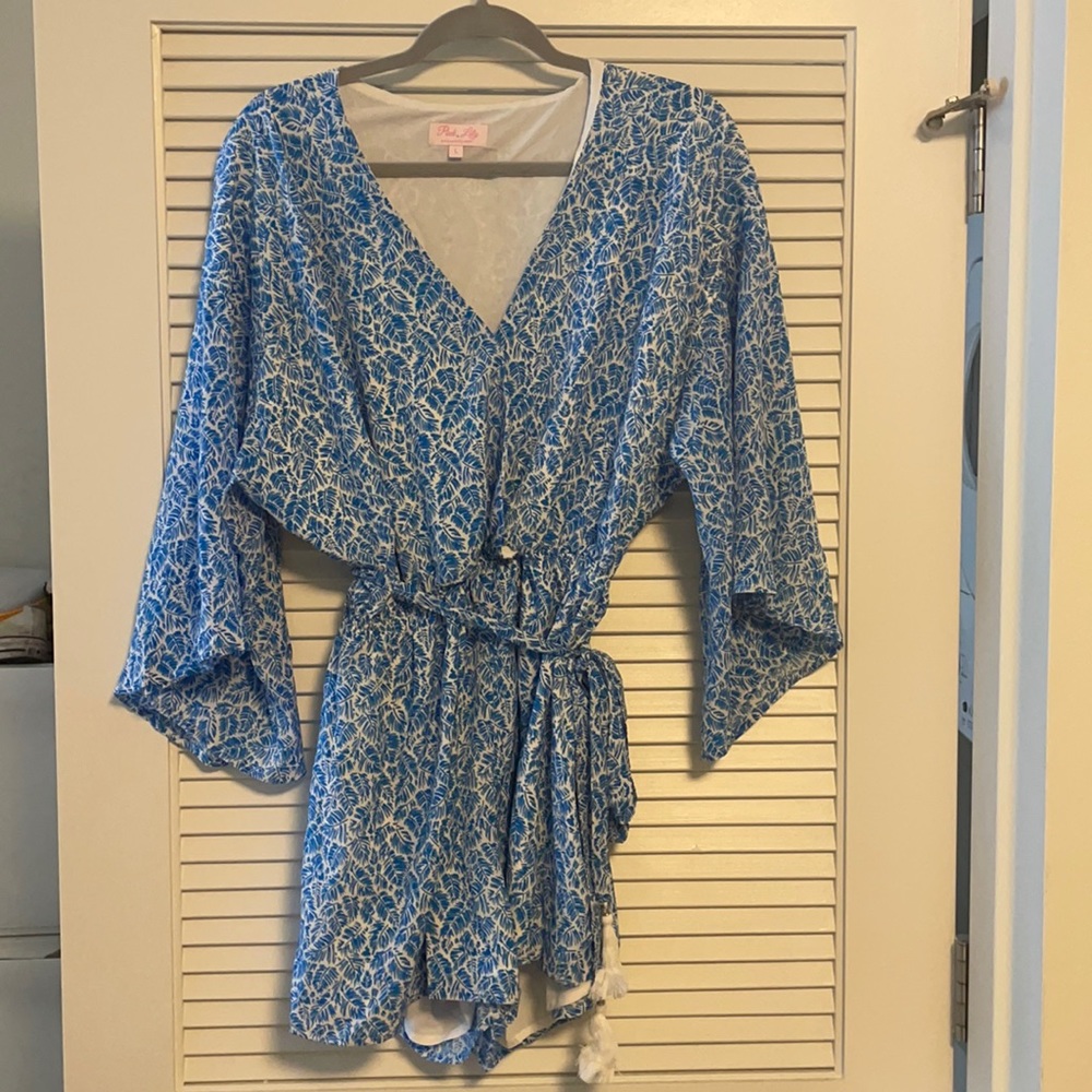 NEW Pink Lilly Trusting in You Blue Romper.